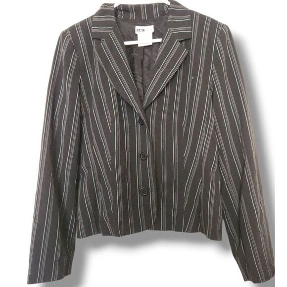 Vintage 90's In Studio Womens Black Pinstriped Button‎ Front Blazer sz 16 Preppy - Picture 2 of 4